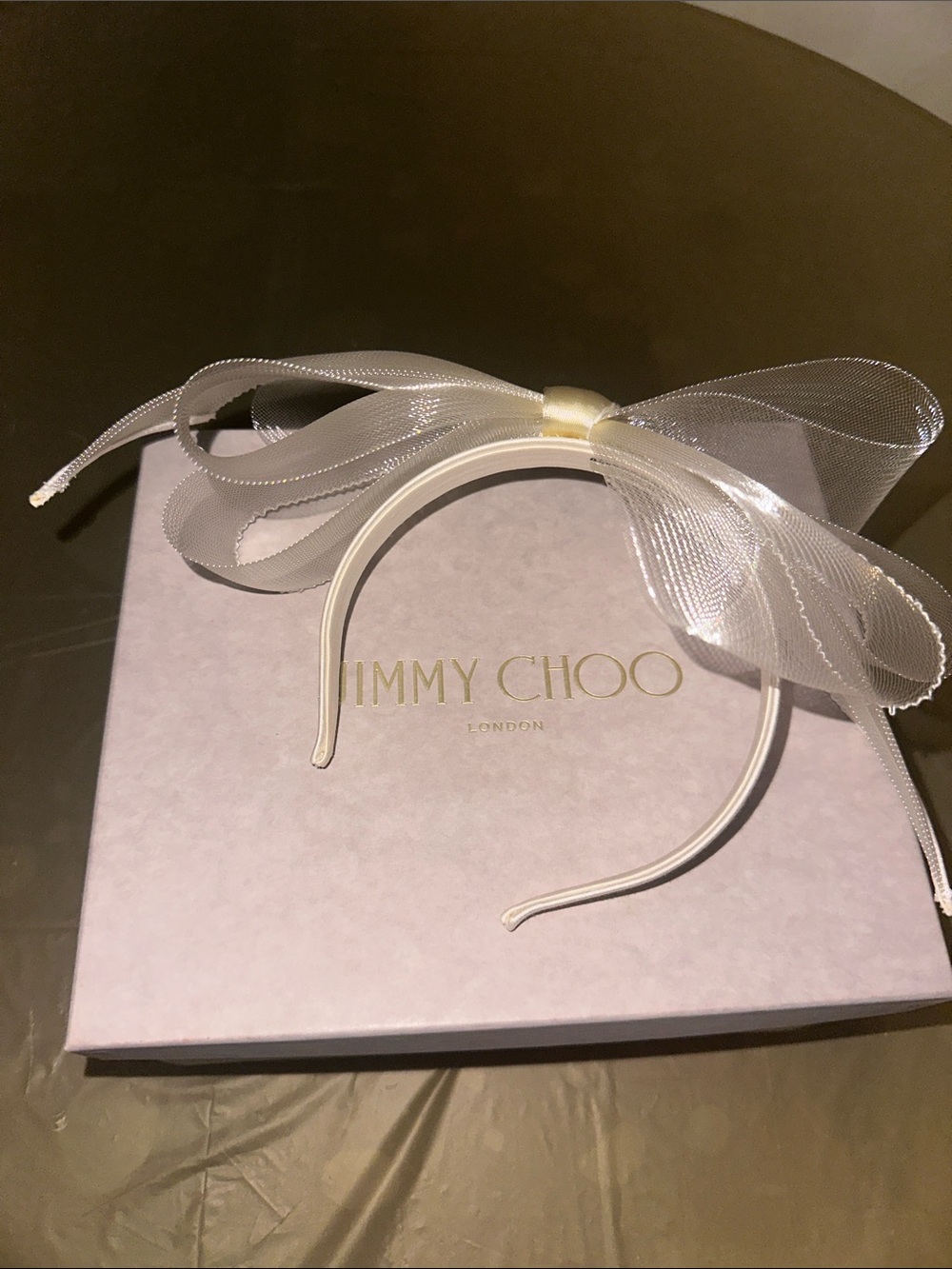 Jimmy Choo Adeline Ivory Ribbon Bow Headband